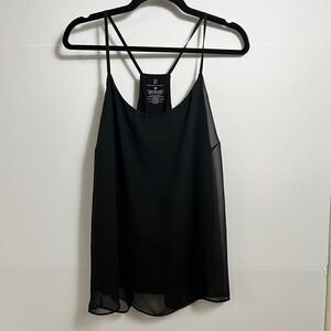 NY & Co Size Large Black Chiffon Tank Top‎ Sleeveless Blouse